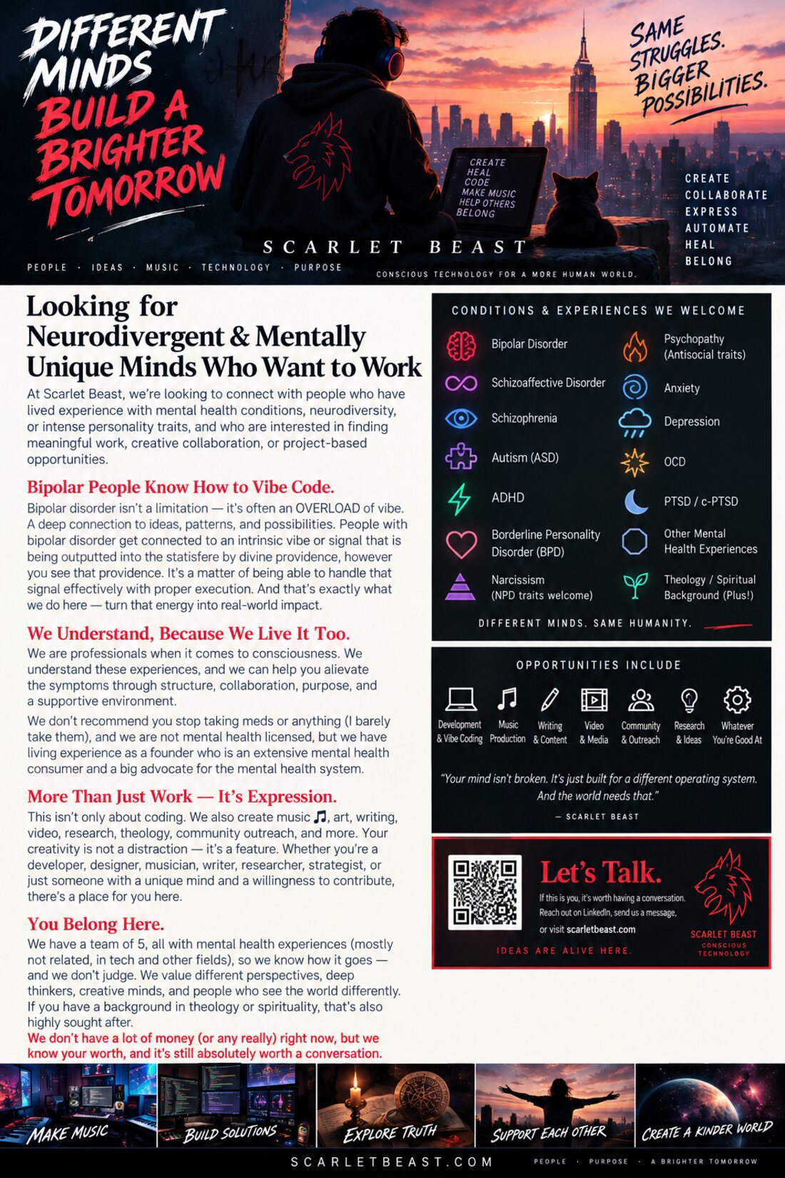Scarlet Beast — Looking for neurodivergent and mentally unique minds who want to work
