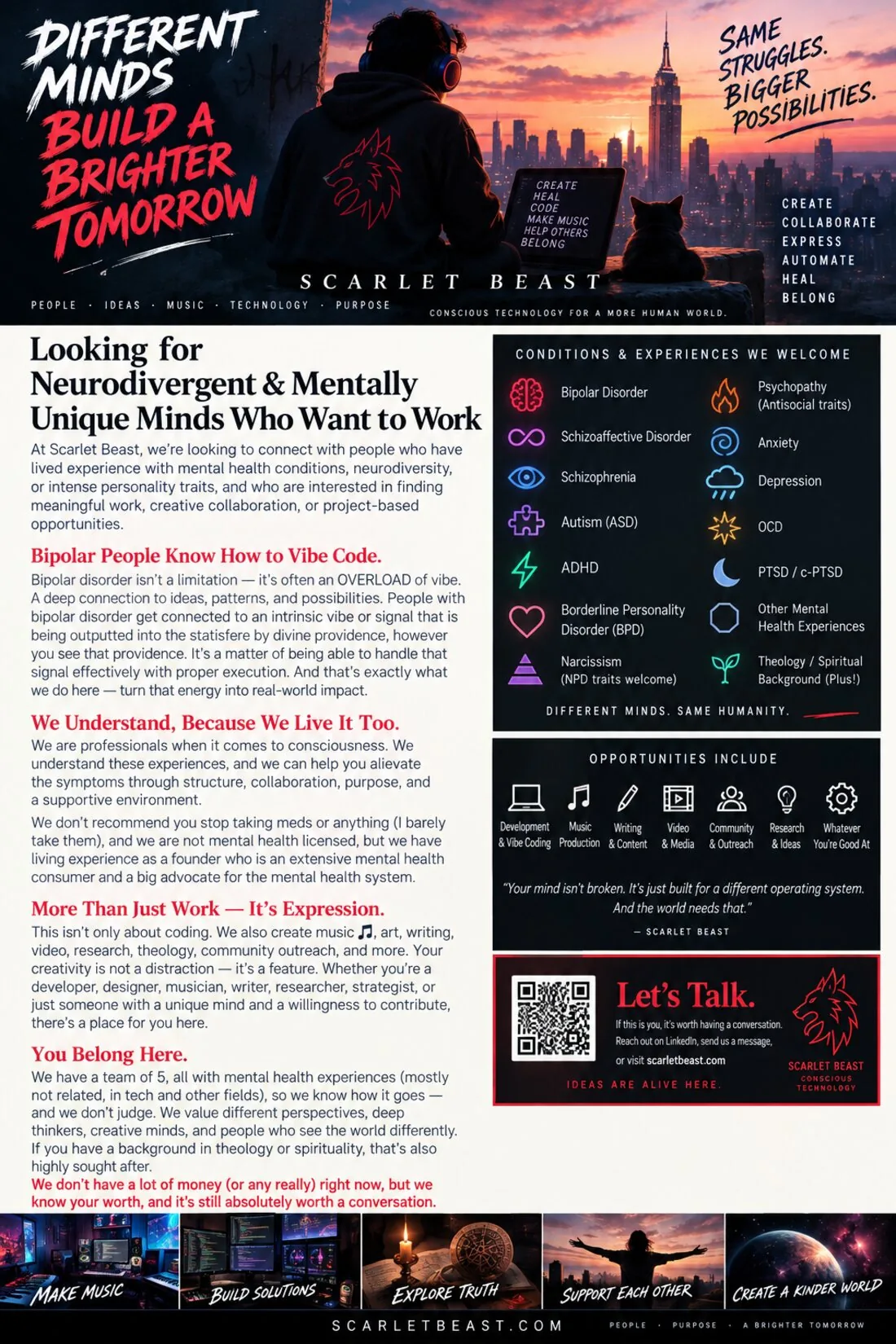 Scarlet Beast — Looking for neurodivergent and mentally unique minds who want to work