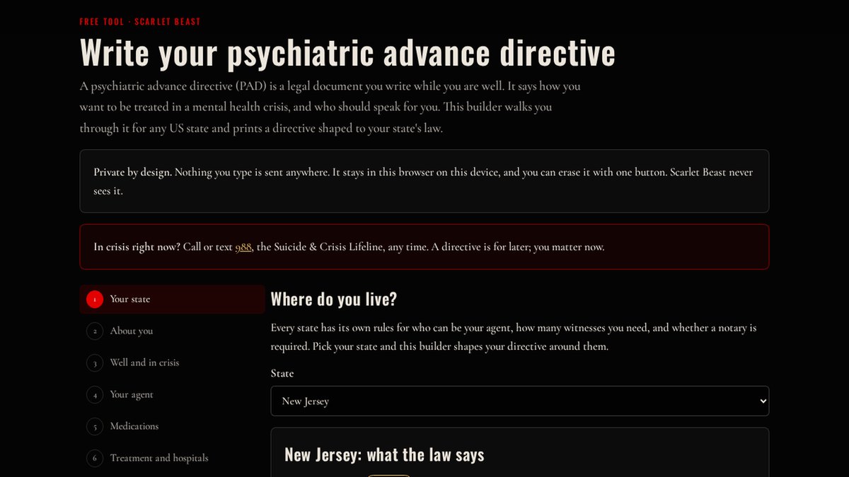 The psychiatric advance directive builder